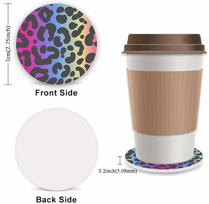 Cheetah Leopard Print Fuzzy Steering Wheel Cover for Women, Universal Auto Steering Wheel 14-15 Inch Soft Warm Car Interior Accessories with 2PCS Car Coasters, Suitable for Men and Women