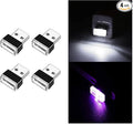 Ziciner 4 PCS USB LED Car Interior Atmosphere Lamp, Portable Mini LED Night Light, Plug-in USB Interface Trunk Ambient Lighting Kit, Universal Interior Accessories for Most Vehicles (White, Purple)