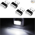 Ziciner 4 PCS USB LED Car Interior Atmosphere Lamp, Portable Mini LED Night Light, Plug-in USB Interface Trunk Ambient Lighting Kit, Universal Car Interior Accessories (White)