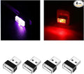 Ziciner 4 PCS USB LED Car Interior Atmosphere Lamp, Portable Mini LED Night Light, Plug-in USB Interface Trunk Ambient Lighting Kit, Universal Interior Accessories (Red+Purple)