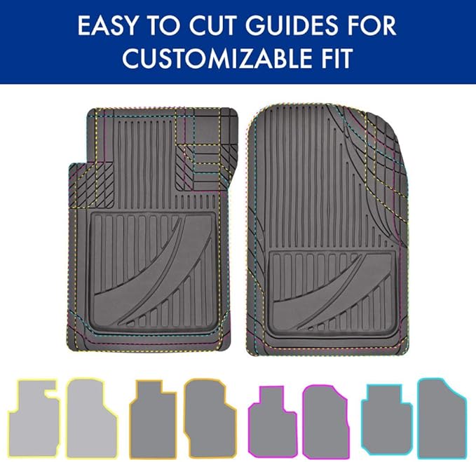 Motor Trend FlexTough™ Heavy Duty Rubber Black Car Floor Mats All Weather & Jumbo SUV Cargo Liner Full Set - Universal Trim to Fit Automotive Floor Mats & Trunk Mats for Cars Interior Accessories