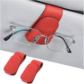 AICEL Sunglasses Holders for Car Sun Visor, Leather Eyeglasses Hanger Mounter, Magnetic Glasses Holder and Ticket Card Clip, Auto Interior Accessories Universal for SUV Pickup Truck