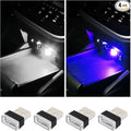 Augeny 4 PCS USB LED Car Interior Atmosphere Lamp, Plug-in USB Decor Night Light, Portable Auto Ambient Lighting Kit, Universal Vehicle Interior Accessories for Most Cars (White & Blue)