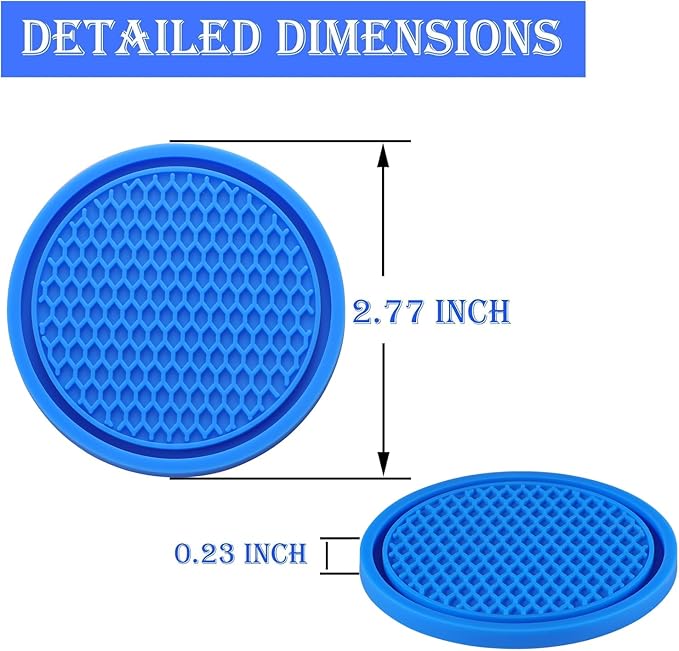 SINGARO Car Cup Coaster, 4PCS Universal Non-Slip Cup Holders Embedded in Ornaments Coaster, Car Interior Accessories, Blue