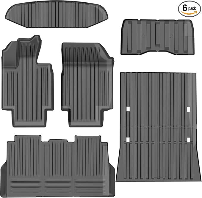 All-Weather TPE Floor Mats 6PCS -Compatible with Cybertruck 2024-2026, Full Coverage Cargo Liner & Frunk Mat Heavy-Duty Anti-Slip Interior Accessories