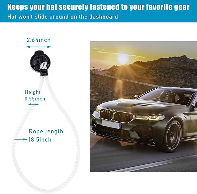 Ziciner Cowboy Hat Mounts for Your Vehicle, Hat Mounts with Suction Cup, Hat Holder Rack to Keeps Your Hat Securely On The Dash, Auto Universal Interior Accessories for SUVs, Cars (White)