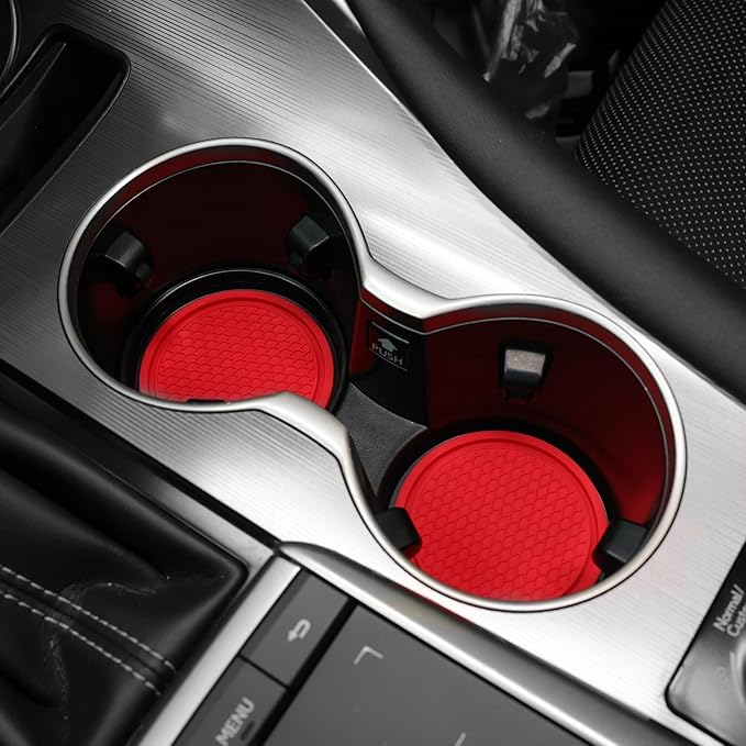 SINGARO Car Cup Coaster, 4PCS Universal Non-Slip Cup Holders Embedded in Ornaments Coaster, Car Interior Accessories, Lava Orange