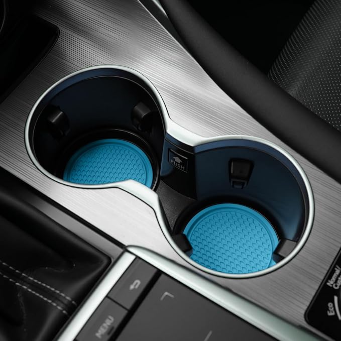SINGARO Car Cup Coaster, 4PCS Universal Non-Slip Cup Holders Embedded in Ornaments Coaster, Car Interior Accessories, Light Blue