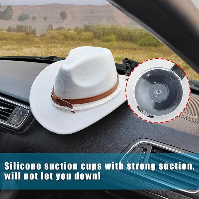 Ziciner Cowboy Hat Mounts for Your Vehicle, Hat Mounts with Suction Cup, Hat Holder Rack to Keeps Your Hat Securely On The Dash, Auto Universal Interior Accessories for Trucks, SUVs, Cars (Black)