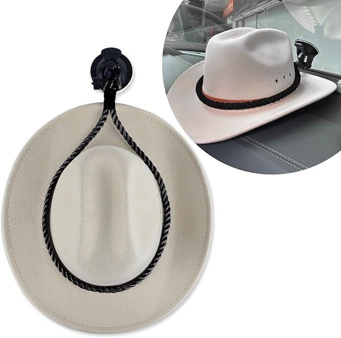 Ziciner Cowboy Hat Mounts for Your Vehicle, Hat Mounts with Suction Cup, Hat Holder Rack to Keeps Your Hat Securely On The Dash, Auto Universal Interior Accessories for Trucks, SUVs, Cars (Black)