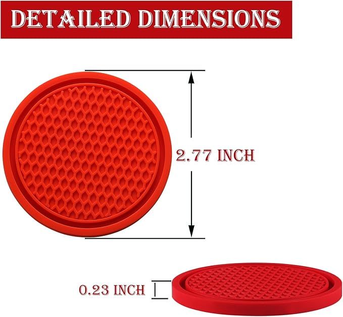 SINGARO Car Cup Coaster, 4PCS Universal Non-Slip Cup Holders Embedded in Ornaments Coaster, Car Interior Accessories, Lava Orange
