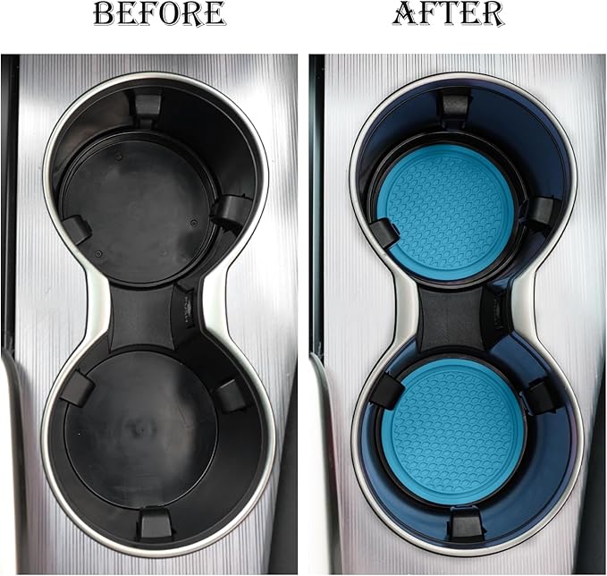 SINGARO Car Cup Coaster, 4PCS Universal Non-Slip Cup Holders Embedded in Ornaments Coaster, Car Interior Accessories, Light Blue