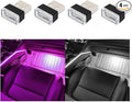 Augeny 4 PCS USB LED Car Interior Atmosphere Lamp, Plug-in USB Decor Night Light, Portable Auto Ambient Lighting Kit, Universal Vehicle Interior Accessories for Most Cars (White & Purple)