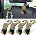 LivTee Car Seat Headrest Hook, Auto Seat Hook Hangers Storage Organizer Interior Accessories for Purse Coats Umbrellas Grocery Bags Handbag, 4-Pack(Bling Gold)