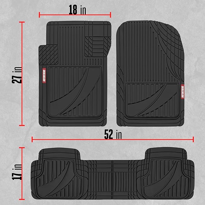 Motor Trend FlexTough™ Heavy Duty Black Rubber Car Floor Mats All Weather & Cargo Liner for SUV Full Set - Universal Trim to Fit Automotive Floor Mat & Trunk Mats for Cars Interior Accessories