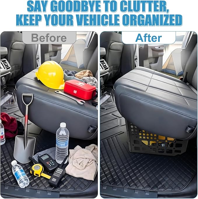 F150 Under Seat Storage Molle Panel for 2015-2026 Ford F150 & 2017-2026 F250 F350 Super Duty Supercrew/Crew Cab Interior Accessories, Truck Rear Underseat Molle Panel Organizer and Storage Box