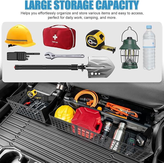 F150 Under Seat Storage Molle Panel for 2015-2026 Ford F150 & 2017-2026 F250 F350 Super Duty Supercrew/Crew Cab Interior Accessories, Truck Rear Underseat Molle Panel Organizer and Storage Box