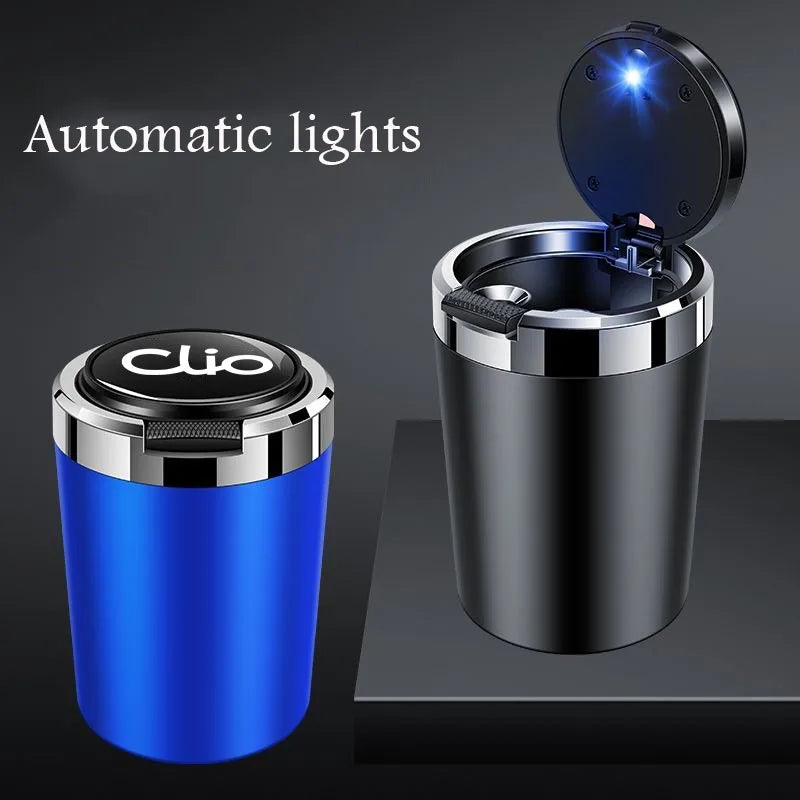 Car ashtray with lid Led lamp garbage box for Renault Clio 2 3 4 5 MK2 MK3 MK4 BR CR BH KH BF interior accessories