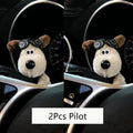 Kawaii Plush Puppy Clutch Decoration – Cute Dog Car Wiper & Turn Signal Switch Ornament with Bowknot | Auto Interior Accessories
