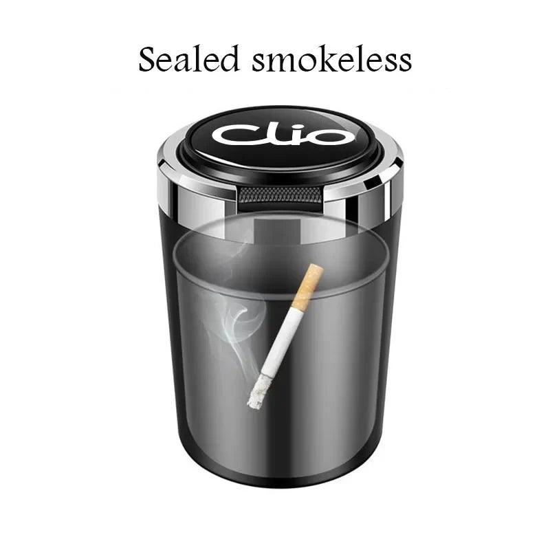 Car ashtray with lid Led lamp garbage box for Renault Clio 2 3 4 5 MK2 MK3 MK4 BR CR BH KH BF interior accessories