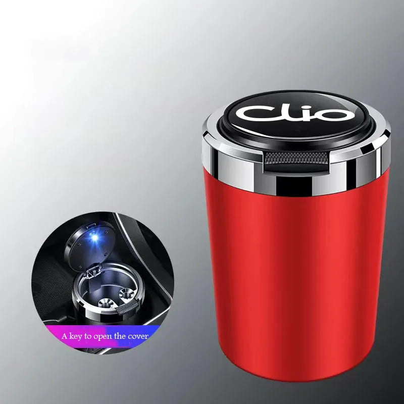 Car ashtray with lid Led lamp garbage box for Renault Clio 2 3 4 5 MK2 MK3 MK4 BR CR BH KH BF interior accessories