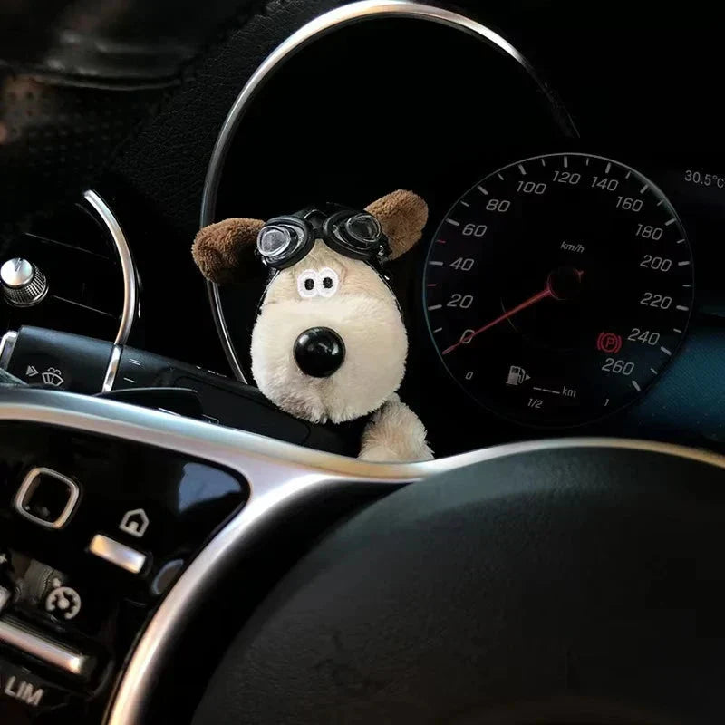 Plush Puppy Car Wiper Decoration - Kawaii Bowknot Dog Ornament for Auto Interior Accessories