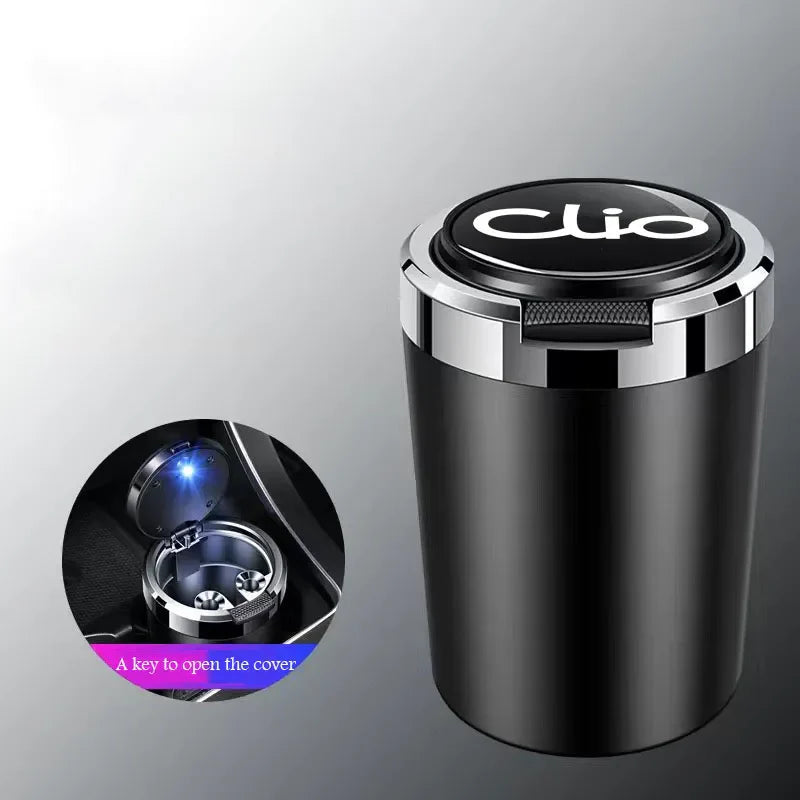 Car ashtray with lid Led lamp garbage box for Renault Clio 2 3 4 5 MK2 MK3 MK4 BR CR BH KH BF interior accessories