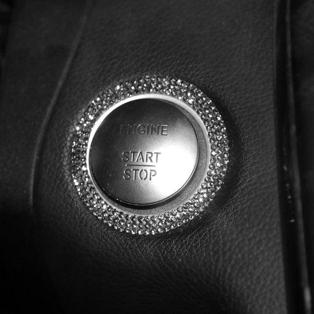 Crystal Car "Engine Start Stop" Decoration Interior Accessories Crystal Rhinestone Auto Engine Start Stop Decoration Crystal Interior Ring Gift for Vehicle Ignition Button Knobs Car Decor
