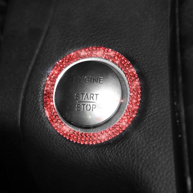 Crystal Car "Engine Start Stop" Decoration Interior Accessories Crystal Rhinestone Auto Engine Start Stop Decoration Crystal Interior Ring Gift for Vehicle Ignition Button Knobs Car Decor