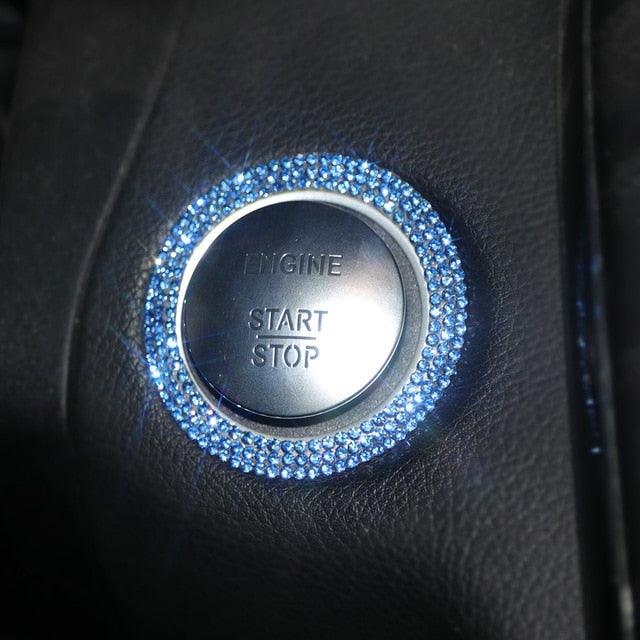 Crystal Car "Engine Start Stop" Decoration Interior Accessories Crystal Rhinestone Auto Engine Start Stop Decoration Crystal Interior Ring Gift for Vehicle Ignition Button Knobs Car Decor